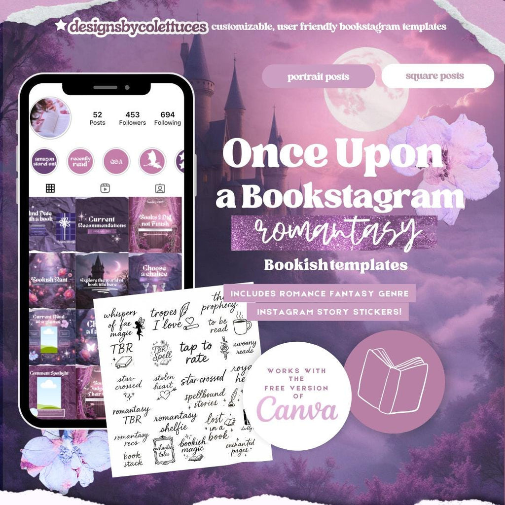 Once Upon a Bookstagram Canva Templates – Fairytale Aesthetic Bundle for Magical Bookish Content